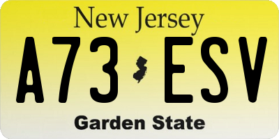 NJ license plate A73ESV