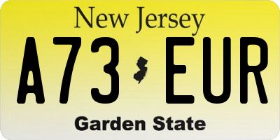 NJ license plate A73EUR