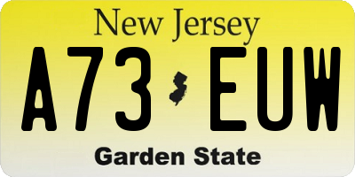 NJ license plate A73EUW