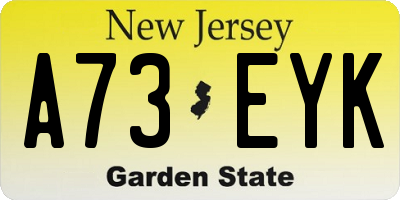 NJ license plate A73EYK