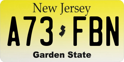 NJ license plate A73FBN