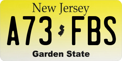 NJ license plate A73FBS