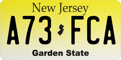 NJ license plate A73FCA