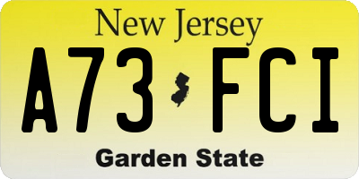 NJ license plate A73FCI