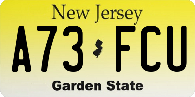 NJ license plate A73FCU