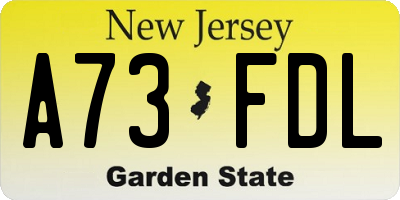 NJ license plate A73FDL