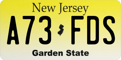 NJ license plate A73FDS