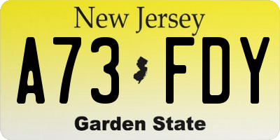 NJ license plate A73FDY