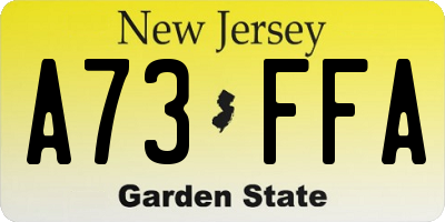 NJ license plate A73FFA