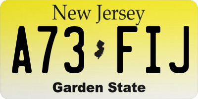 NJ license plate A73FIJ