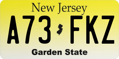NJ license plate A73FKZ