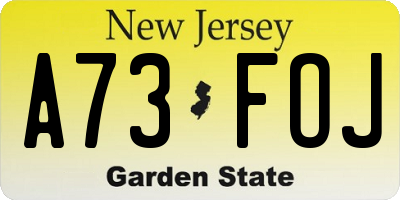 NJ license plate A73FOJ