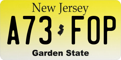 NJ license plate A73FOP