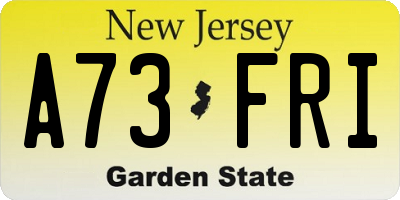 NJ license plate A73FRI