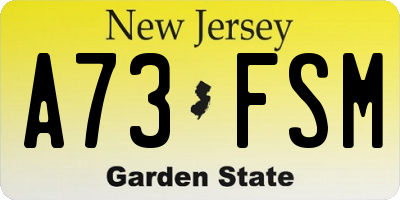 NJ license plate A73FSM