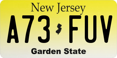 NJ license plate A73FUV