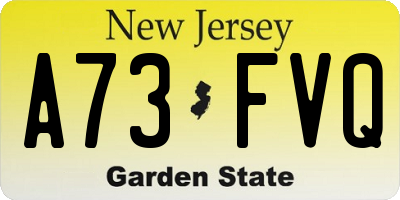 NJ license plate A73FVQ
