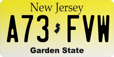 NJ license plate A73FVW