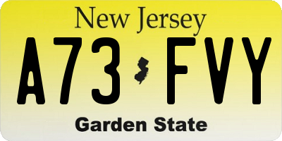 NJ license plate A73FVY