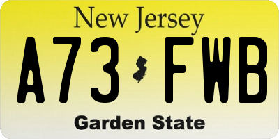 NJ license plate A73FWB