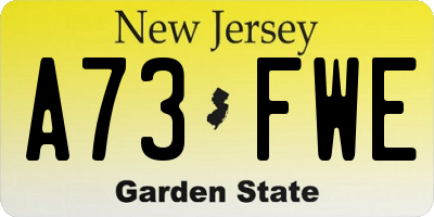 NJ license plate A73FWE