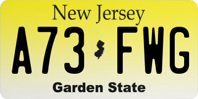 NJ license plate A73FWG