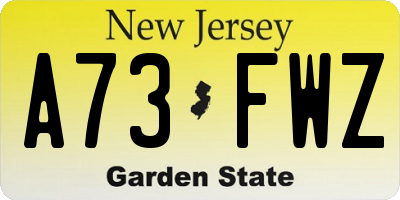 NJ license plate A73FWZ
