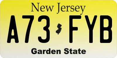 NJ license plate A73FYB