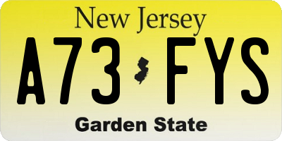 NJ license plate A73FYS