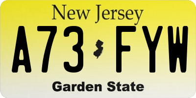 NJ license plate A73FYW