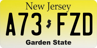 NJ license plate A73FZD