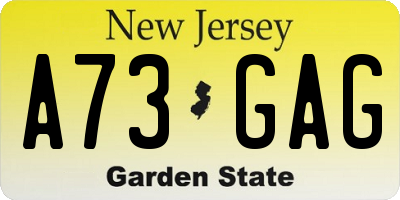 NJ license plate A73GAG