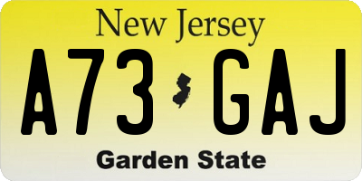 NJ license plate A73GAJ