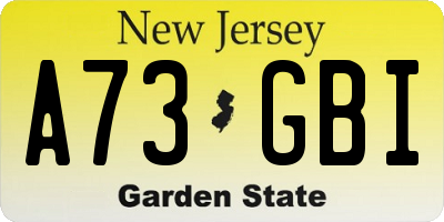 NJ license plate A73GBI