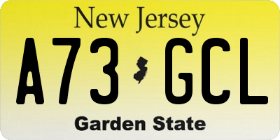 NJ license plate A73GCL