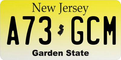 NJ license plate A73GCM