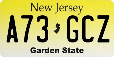 NJ license plate A73GCZ