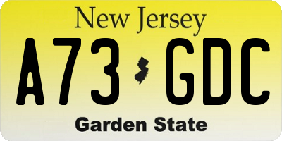 NJ license plate A73GDC
