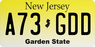 NJ license plate A73GDD