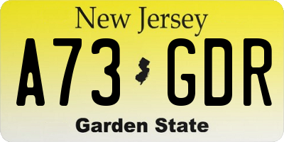 NJ license plate A73GDR