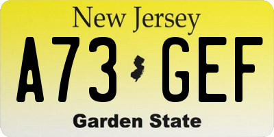 NJ license plate A73GEF