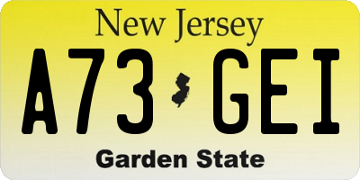 NJ license plate A73GEI