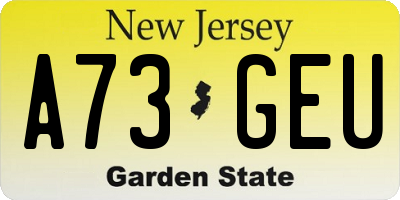 NJ license plate A73GEU