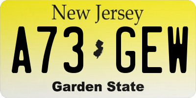 NJ license plate A73GEW