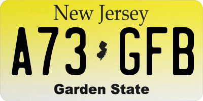 NJ license plate A73GFB
