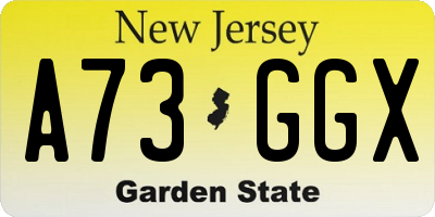 NJ license plate A73GGX