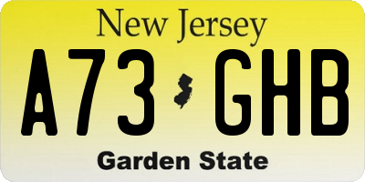NJ license plate A73GHB