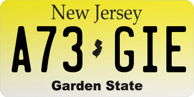 NJ license plate A73GIE