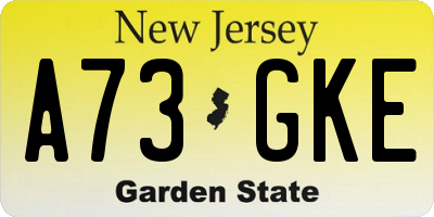 NJ license plate A73GKE