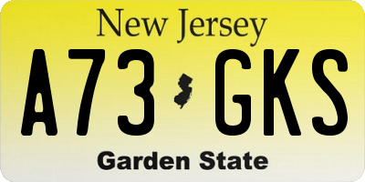 NJ license plate A73GKS